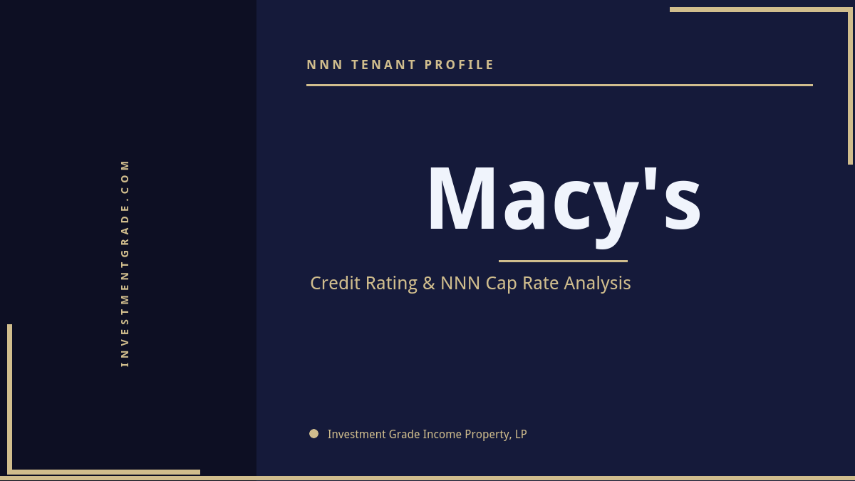 Macy's credit rating, NNN cap rate, and investment grade tenant profile