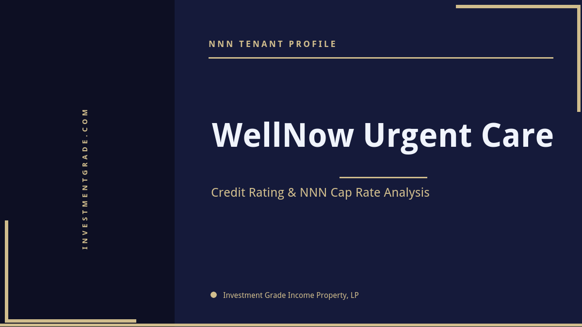 WellNow Urgent Care credit rating, NNN cap rate, and investment grade tenant profile